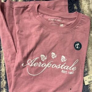 Aeropostale Pink Graphic Tee with Butterflies